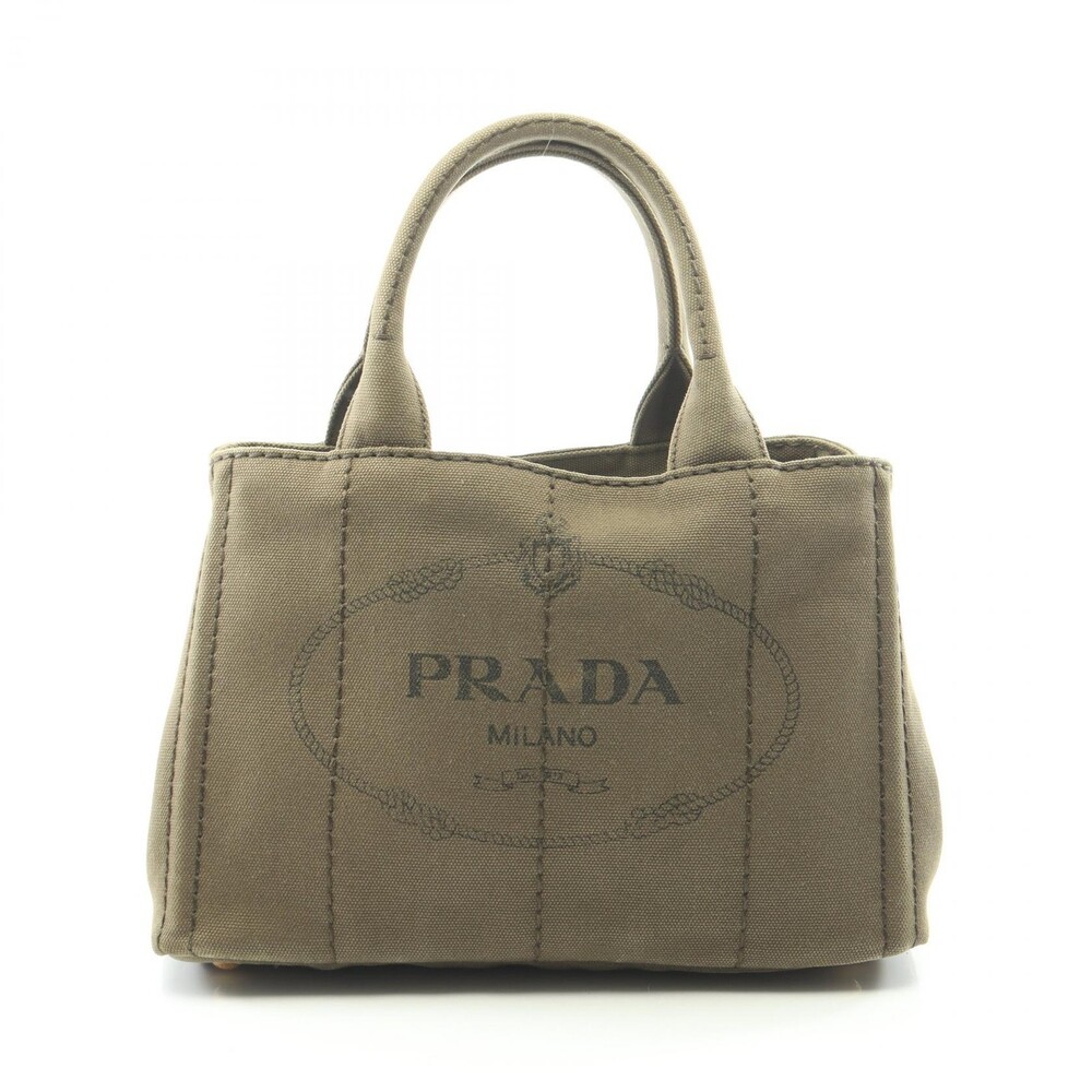 Prada Canapa Hand Tote Bag Canvas Khaki #300138P39B